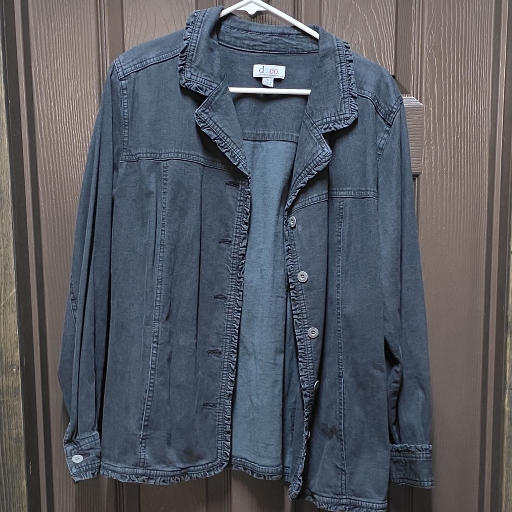 D&Co Women's Dark Gray Denim Button-Front Jacket